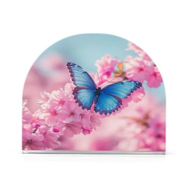 Imagem de Qilmy Porta-guardanapos de borboletas azuis e flores de cerejeira para mesas - Porta-guardanapos para cozinha, porta-guardanapos de mesa, porta-guardanapos de coquetel, porta-guardanapos de papel5