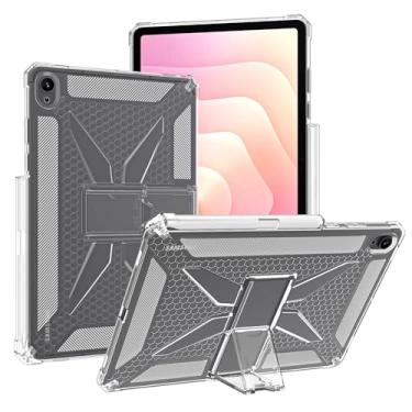 Imagem de Dteck Capa para tablet Samsung Galaxy Tab S11 (11 polegadas, versão 2025) fina e transparente com suporte, suporte para S Pen, cantos reforçados à prova de choque, capa fina protetora leve de silicone