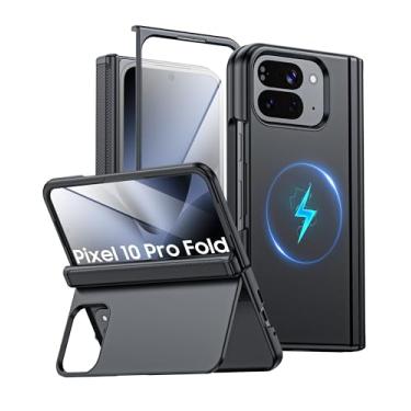 Imagem de Capa dobrável magnética para Google Pixel 10 Pro com [suporte] [proteção de dobradiça] Capa protetora de tela de corpo inteiro à prova de choque para Google Pixel 10 Pro Fold (preto)