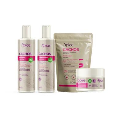 Imagem de Kit Shampoo, Condicionador, Máscara Cachos e Refil Ativador 500g Apice
