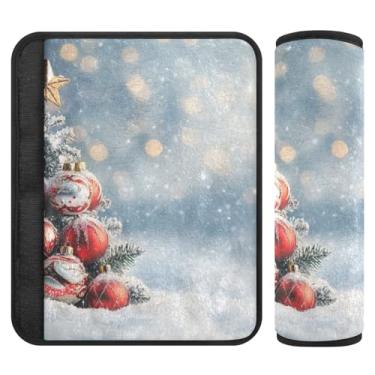 Imagem de Burbuja Snowy Christmas Balls Capa de cinto de segurança de carro almofadas macias confortáveis protetor de cinto de segurança de carro para alça de ombro de assento de carro, 1 par pequeno
