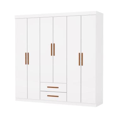 Imagem de Guarda Roupa Aries 6 Portas Sem Espelho E Sem Pe Carioca Moveis Branco
