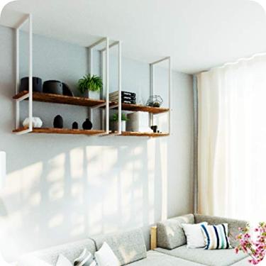 Imagem de Nicho Branco Prateleira Suspensa Teto Sala Madeirado 80cm