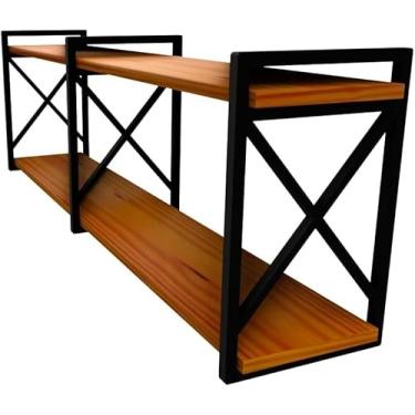 Imagem de Prateleira Estilo Industrial 115x20cm com Madeira Maciça