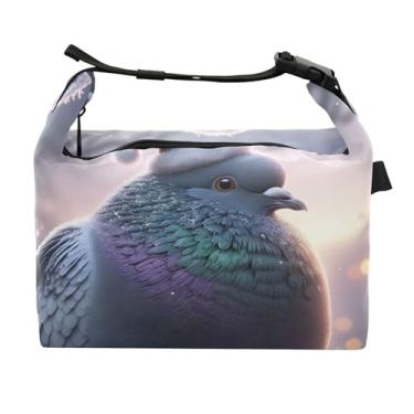 Imagem de TSENQUE Lancheira divertida de pombo de Natal para mulheres, lancheira reutilizável, lancheira para trabalho, linda bolsa térmica rosa para adultos