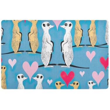 Imagem de TSENQUE Tapete de porta azul personalizado engraçado para amantes de suricata, entrada externa, outono, tapetes para exteriores para porta da frente, tapetes antiderrapantes para casa, lavável 81 cm x