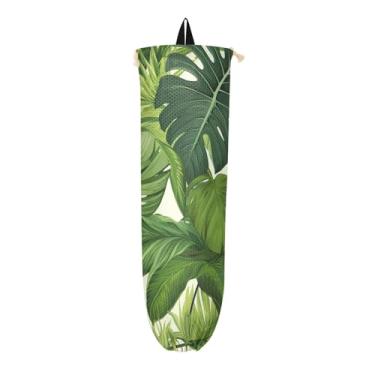 Imagem de Porta-sacos plásticos de folhas tropicais para sacolas de compras, suporte de saco de plástico, suporte de saco plástico de armário
