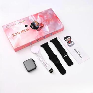 Imagem de ANJ.GG Smartwatch X10 Mini, Tela Infinita 1.72", Compatível com Android e iOS, Prata, Chamadas Bluetooth, NFC, Monitor Cardíaco, Carregamento sem Fio, Wi-Fi e Bluetooth, Retangular