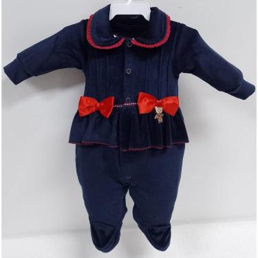 Imagem de Macacão Plush Luxo Bebê Menina Lacinho Inverno Lessa B9051-Feminino