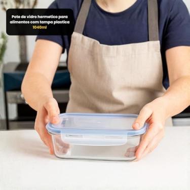 Imagem de Pote Hermético de Vidro Borossilicato 1040ml Grande com Tampa de Silicone – Livre de BPA, Resistente a Temperaturas, Ideal para Marmita, Micro-ondas, Freezer, Lava-louças