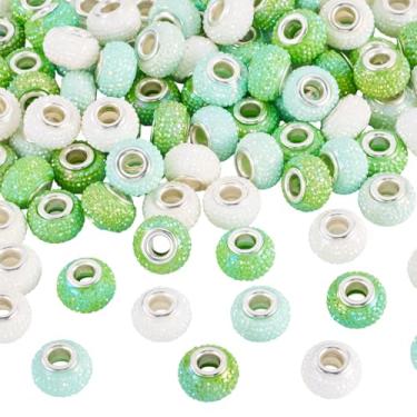 Imagem de 100 peças de contas europeias de resina de furo grande para berloques pulseira colar brincos fabricação de joias contas Rondelle para canetas de contas chaveiro DIY artesanato suprimentos caneta