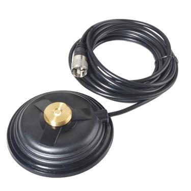 Imagem de TWAYRDIO Suporte de antena NMO, suporte magnético NMO de 11 cm com cabo coaxial RG58 de baixa perda de 5 m, plugue PL259 para antenas móveis VHF UHF HF