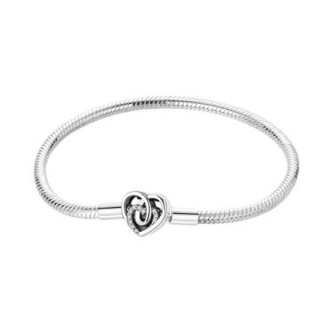 Imagem de Pulseira De Charme Em Forma De Coração De Prata 925 Com Fecho De Corre