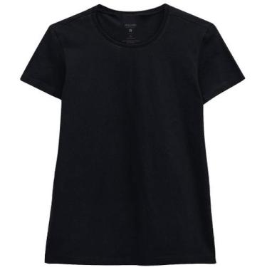 Imagem de Camiseta Baby Look Básica Feminina Malwee Original Algodão, Preto, G