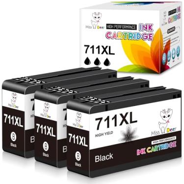 Imagem de Miss Deer Cartucho de tinta preto Designjet 711XL (CZ133A), funciona para impressora HP DesignJet T120 24" HP DesignJet T520 24" Impressora HP DesignJet T520 36" PrinterHP DesignJet,3 unidades, 80 ml