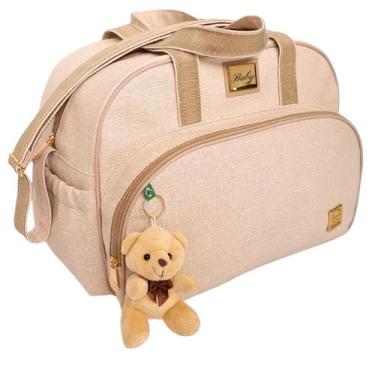 Imagem de Bolsa Maternidade Grande Jeans Miellu Personalizada, Bege
