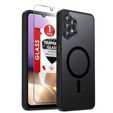 Imagem de LeYi Capa para celular Galaxy A32-5G: Capa compatível com Samsung A32 5G [Mag-Safe Fit] com protetor de tela, película fosca translúcida de toque suave e proteção de corpo inteiro Funda para A 32