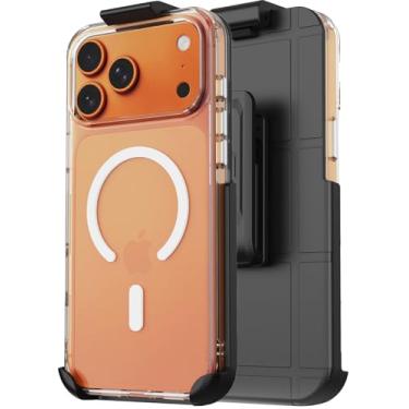 Imagem de Nakedcelllphone Combo para iPhone 17 Pro Max, capa antichoque e suporte para coldre com clipe de cinto (compatível com MagSafe) - transparente