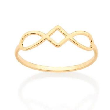 Imagem de Anel banhado ouro 3x 24k 18k e 22k feminino infinito rommanel fino ski