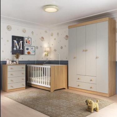 Imagem de Quarto De Bebê Completo Com Berço Americano 3 Em 1 Encanto Multimóveis