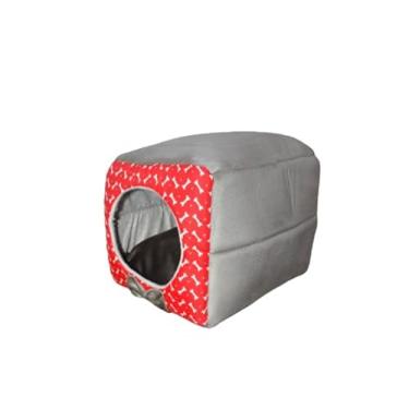 Imagem de Toca Cama Casinha 2 Em 1 Cachorro Cão E Gato Tam P M e G(G Vermelha Lateral Bege)