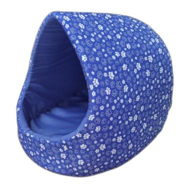 Imagem de Cama de Cachorro Iglu Macia e Quente para Inverno Pet Confortável M G GG(Azul Pata,EXTRA GRANDE)
