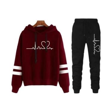 Imagem de Conjunto De Moletom Casual Feminino Com Listras, Alta Qualidade, Blusa