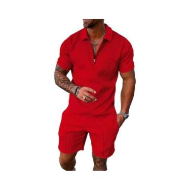Imagem de Conjunto De Camiseta E Shorts Masculinos Pretos, T-Shirt Esportiva De 