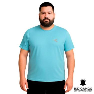 Imagem de Camiseta Diadora Small Logo Plus Size Masculina - Azul Turquesa G1, Az