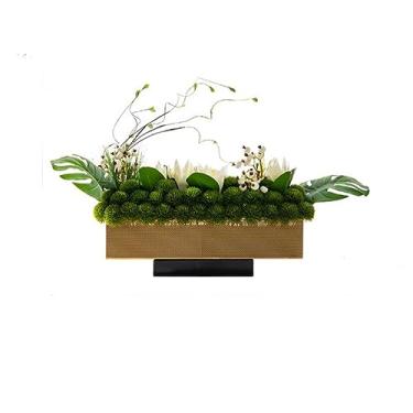 Imagem de Árvore artificial moderna estilo chinês simulação de flores arte hotel mesa de jantar frontal vista escritório vendas planta verde arranjo de flores falsas árvore falsa (B)