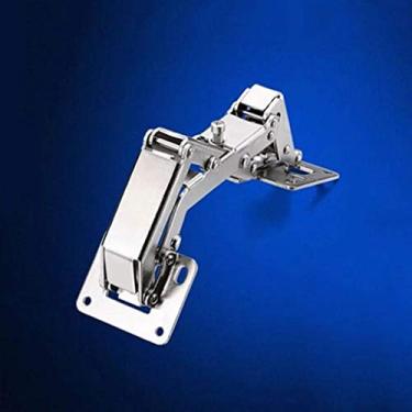 Imagem de Dobradiça de porta resistente ajustada 130-170 graus dobradiça para porta de armário de canto sem furo de perfuração dobradiça de mola em forma de ponte (cor: E)