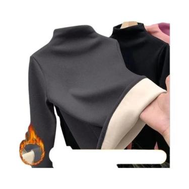 Imagem de Camiseta Térmica Feminina De Inverno Manga Longa Gola Alta Pulôver Bás