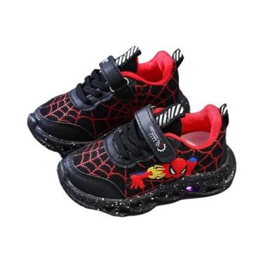 Imagem de Tênis LED Mesh Do Homem-Aranha Para Meninos, Vermelho E Preto, Antider