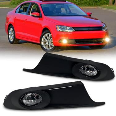 Imagem de WEZEMLIGHT Conjunto de faróis de neblina compatível com Volkswagen Jetta 2011-2014 (não serve para modelos Wagon, GLI) Número da peça OEM: 5K0941699G; 5K0941700G; Moldura externa: 5C6853665A9B9