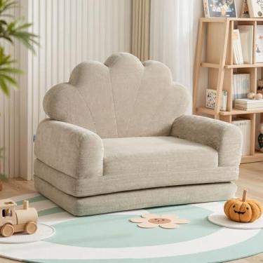 Imagem de spanspace Sofá infantil 2 em 1, sofá dobrável, cadeira infantil confortável, sofá conversível para crianças com bolso e capa removível