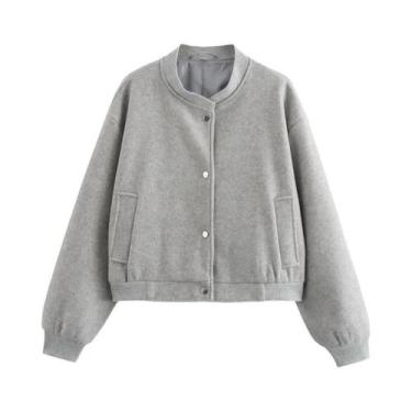 Imagem de Jaqueta Bomber Cropped De Tweed Bege E Preto Para Mulheres, Casaco Cur