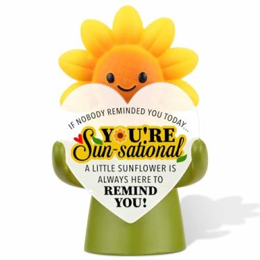 Imagem de YODOCAMP Estatueta de girassol para decoração de mesa, presente de agradecimento de incentivo para colega de trabalho, professor, enfermeira, lembrete de mesa positivo para reconhecimento de equipe e