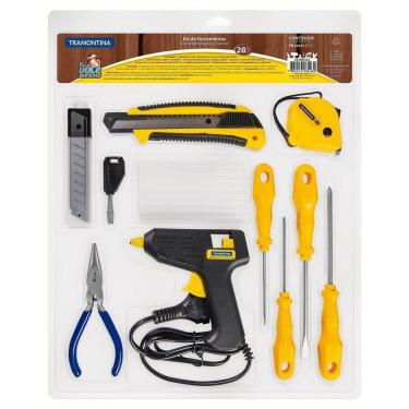 Imagem de Kit De Ferramentas Com Pistola De Cola Quente Chaves De Fenda Trena Alicate Estilete Mini