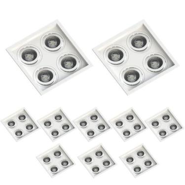 Imagem de 10 Spot Quadruplo Embutir Quadrado Recuado Par20 Branco 110v/220v - SA