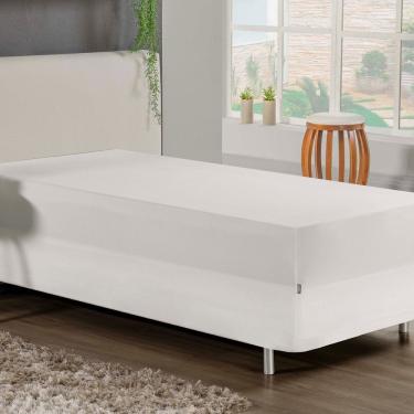 Imagem de Jogo De Cama Solteiro Nobre 2 Peças Luva De Box 55cm De Altura Malha 100% Algodão - Branco