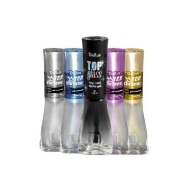 Imagem de Dailus Kit Esmalte Coleção Top Chrome + Top Glass Efeito Gel Acabament