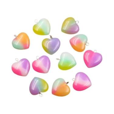 Imagem de Pingentes De Resina Em Formato De Coração Gradual 21x23mm, 10 Peças Pa