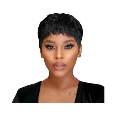 Imagem de Peruca Marrom Para Mulheres, Curta, Em Cabelo Humano, Estilo Boy Cut C