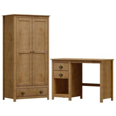 Imagem de Armario 2 Pt Mesa Escrivaninha 2 Gv Madeira Maciça Freijo Milani Store