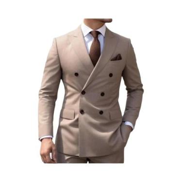 Imagem de Terno Masculino Laranja Formal De 2 Peças Com Botões Metálicos Para Ca