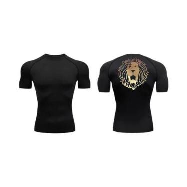 Imagem de Camiseta De Compressão Masculina De Secagem Rápida Com Estampa De Leão