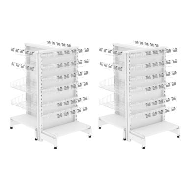 Imagem de Check Stand Premium Expositor Gondola Branco Kit2pç