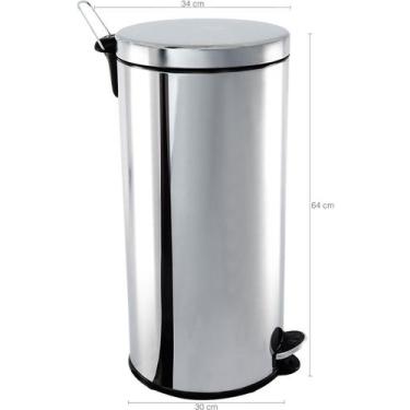 Imagem de Lixeira Inox 30l Lixeira Com Pedal E Cesto Removível De Pis - Higipack