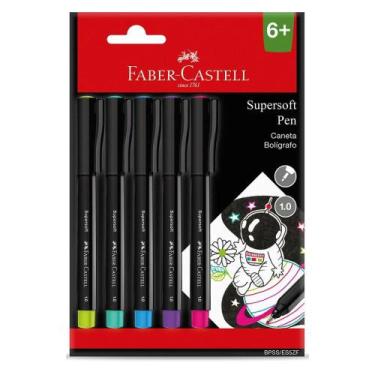 Imagem de Caneta Supersoft Faber Castell Pen Ponta Porosa 5 Unidades