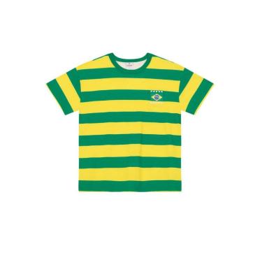 Imagem de Camiseta infantil unissex listrada do Brasil Brandili